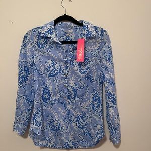 Lilly Pulitzer Blue Turtle Blouse | XXS